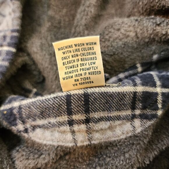 LL Bean Fleece Lined Flannel Shacket Mens L REG Traditional Fit Blue Plaid - Picture 9 of 14